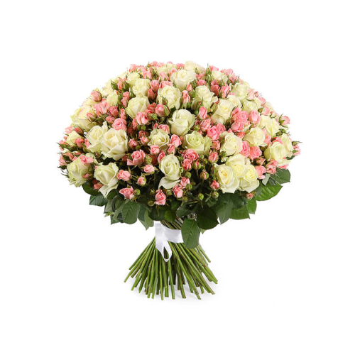 Купить на заказ Букет из 101 белой розы (микс) с доставкой в Степногорске
