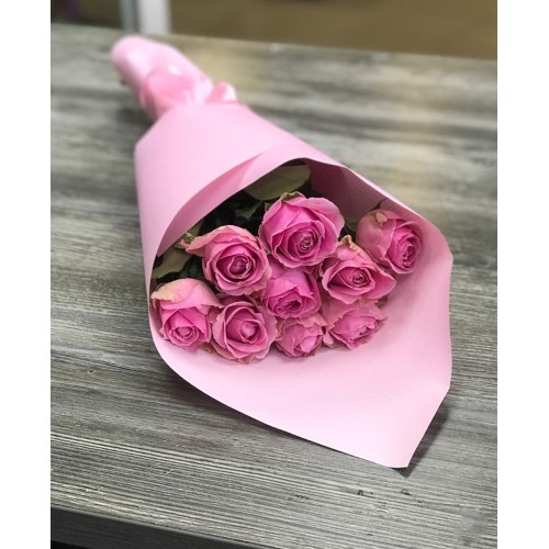 Купить на заказ Букет из 9 розовых роз с доставкой в Степногорске